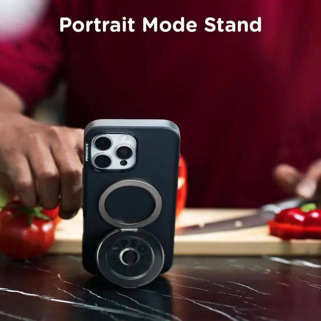 Alt view image 6 of 7 - Kick-Out Grip for MagSafe, Adjustable Kickstand for Portrait or Landscape, Magnetic Stand - Black