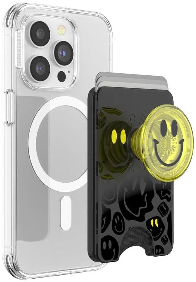 Main image of Phone Wallet for MagSafe, Phone Card Holder with Grip, Neon Yellow - All Smiles
