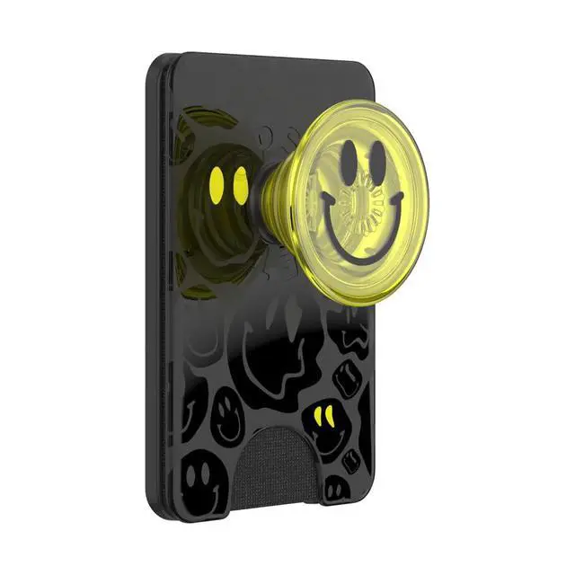 Alt view image 4 of 6 - Phone Wallet for MagSafe, Phone Card Holder with Grip, Neon Yellow - All Smiles