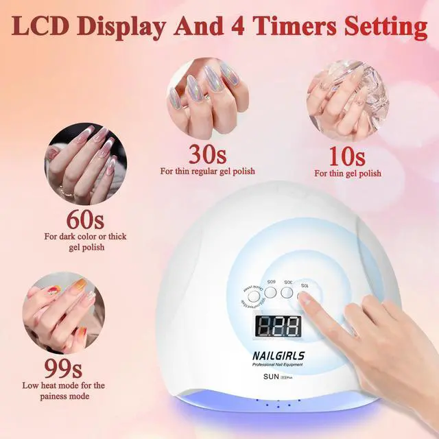 Alt view image 3 of 7 - 150W UV LED Nail Lamp with Auto Sensor - Fast Curing Gel Polish Acrylic Nail Dryer, UV Nail Light 4 Timer Settings, 36 LED Beads and Automatic Sensor for Home Salon Use