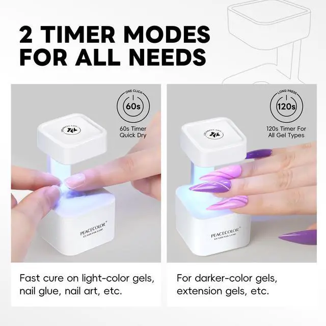 Alt view image 2 of 7 - Mini U V Light for Gel Nails U V Nail Lamp Nail Dryer 2 Timer Modes Fast Curing LED Nail Lamp for Gel Nail Polish Home Salon DIY Gifts for Women