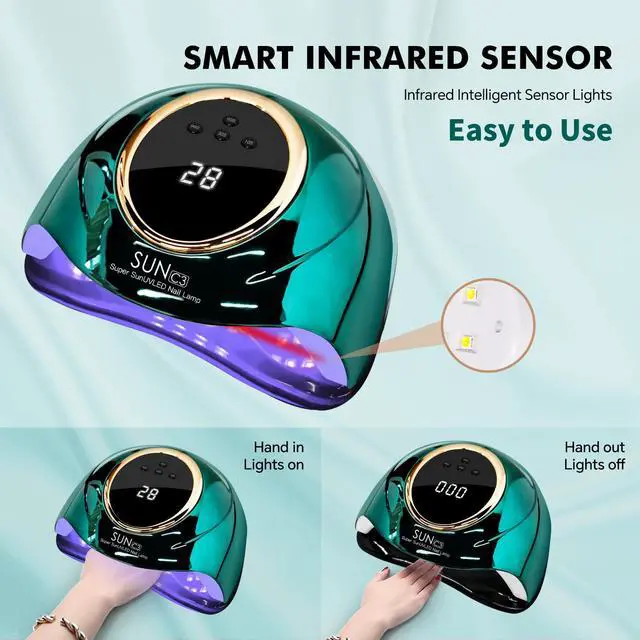 Alt view image 2 of 7 - UV Light for Gel Nails 288W UV Nail Lamp with 63 LED Beads for Gel Polish with LCD Display Auto Sensor and 4 Timer Settings Professional Nail lamp