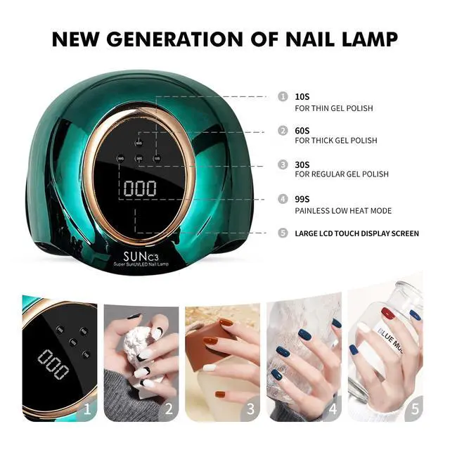 Alt view image 5 of 7 - UV Light for Gel Nails 288W UV Nail Lamp with 63 LED Beads for Gel Polish with LCD Display Auto Sensor and 4 Timer Settings Professional Nail lamp