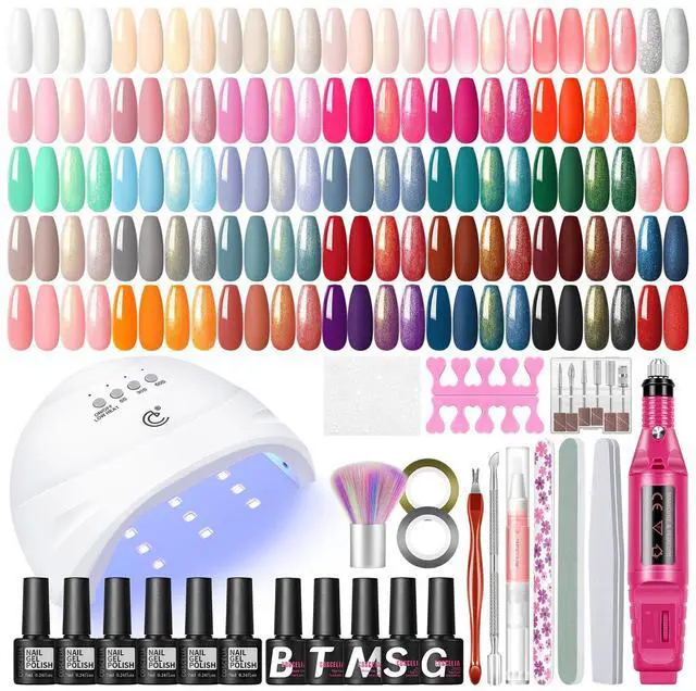 Main image of 53pcs Gel Nail Polish Kit with U V light and Drill Starter Kit 35 Colors Gel Nail Polish with 5pcs Top Base Coat Nail Art Professional Gel Manicure Kits Gifts for Women Teens Girls