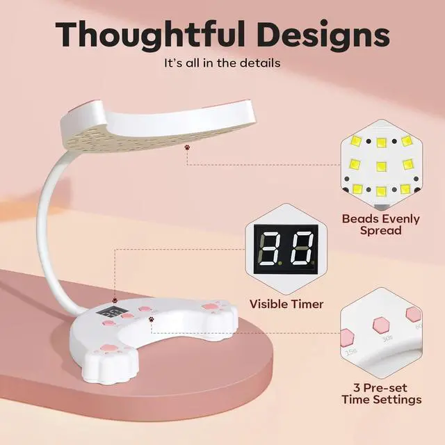 Alt view image 5 of 7 - UV Light for Gel Nails, Gooseneck UV LED Nail Lamp White