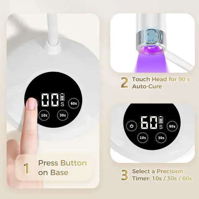 Alt view image 2 of 7 - UV LED Nail Lamp, Rechargeable Gooseneck Lamp for Gel Nails