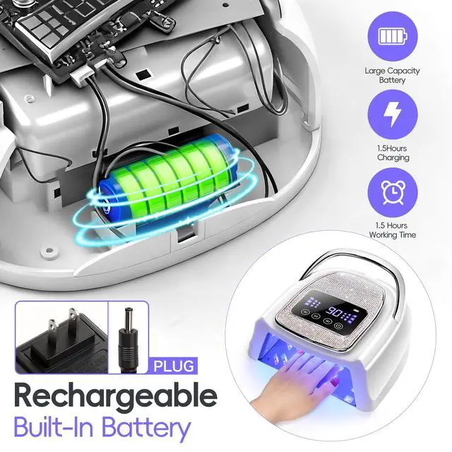 Alt view image 4 of 7 - U V Nail Lamp Cordless Rechargeable U V Light for Gel Nails Prossional Automatic Sensor 3 Timer Quick Drying Glitter Nail Dryer Gifts for Women