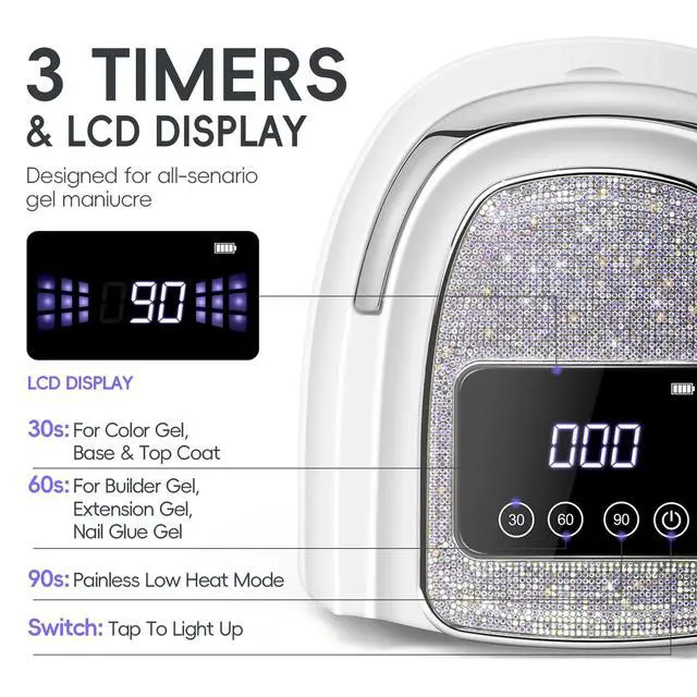 Alt view image 5 of 7 - U V Nail Lamp Cordless Rechargeable U V Light for Gel Nails Prossional Automatic Sensor 3 Timer Quick Drying Glitter Nail Dryer Gifts for Women