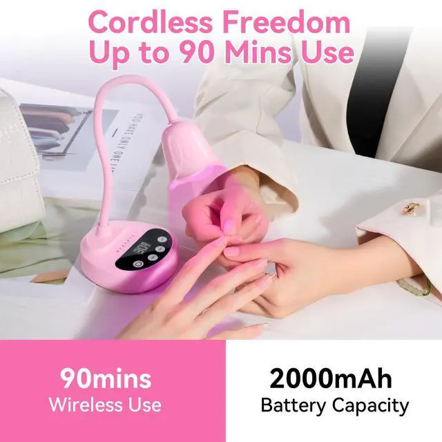 Alt view image 3 of 7 - Cordless Flash Cure UV Nail Lamp for Gel Nails Adjustable Gooseneck