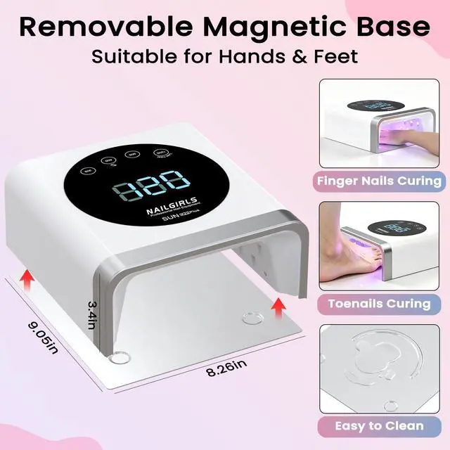 Alt view image 5 of 7 - Professional UV Nail Lamp, Large Space for Long Nails, Fast Curing Gel Polish Light, Touch Screen, 4 Timer 30/60/90/120s, Infrared Sensor, Salon and Home Use, Gift for Women, Manicurist