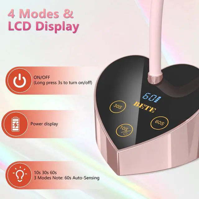 Alt view image 3 of 7 - Mini UV Nail Lamp Flash Cure Gel Nail Polish, 360° Foldable Gooseneck UV LED Nail Lamp with Smart Sensor, USB Portable Cordless 30W Rechargeable Nail Dryer with 3 Timers for Salon Home DIY