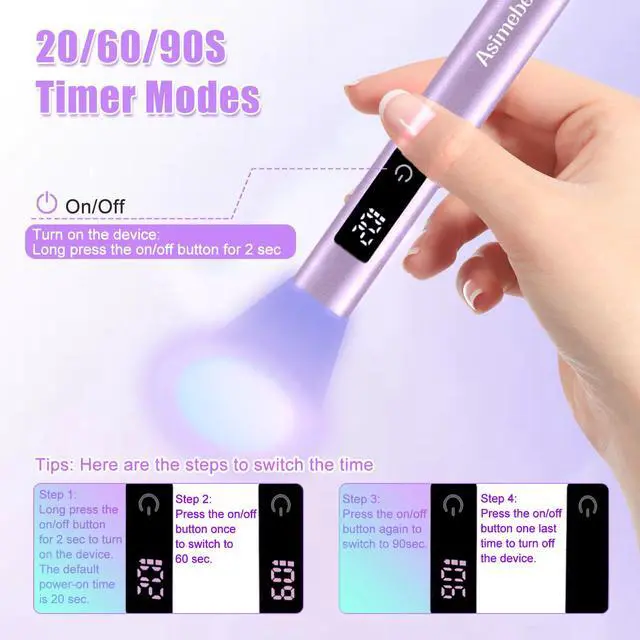 Alt view image 4 of 7 - UV Light for Gel Nails, Mini UV Nail Lamp Hand held with Stand