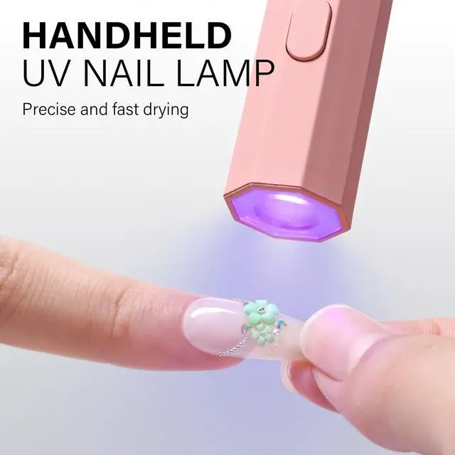 Alt view image 7 of 7 - Mini UV LED Nail Lamp, Handheld UV Light for Gel Nails (Pink)