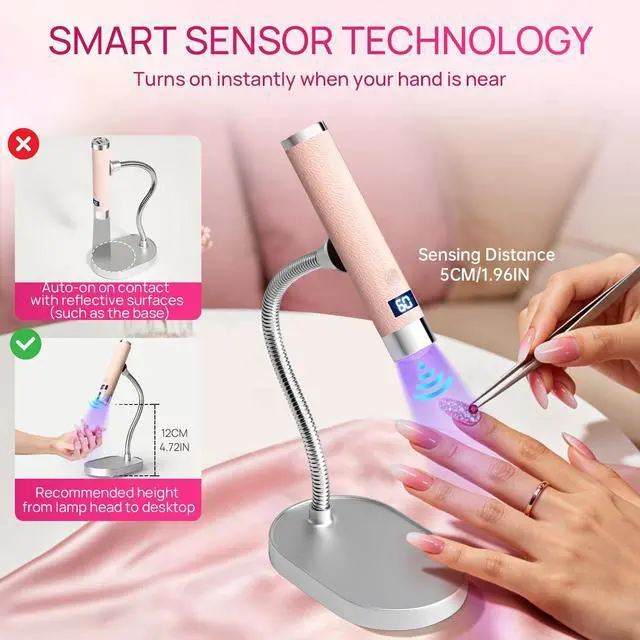 Alt view image 2 of 7 - Handheld UV Lamp with Auto-Sensor, Rechargeable Nail Dryer