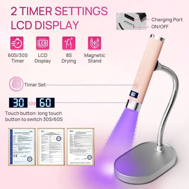 Alt view image 4 of 7 - Handheld UV Lamp with Auto-Sensor, Rechargeable Nail Dryer