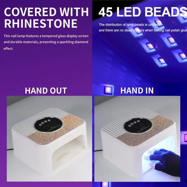 Alt view image 3 of 7 - UV LED Nail Lamp Kit for Gel Polish Professional Fast Curing White Dryer Light Set with Protection Gloves Nail Art Cure Machine for Manicure Pedicure at Home and Salon