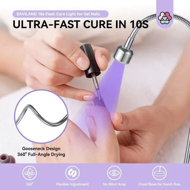 Alt view image 3 of 7 - 12W 5s Flash Cure Gel Lamp Gooseneck U V Light for Nail Techs