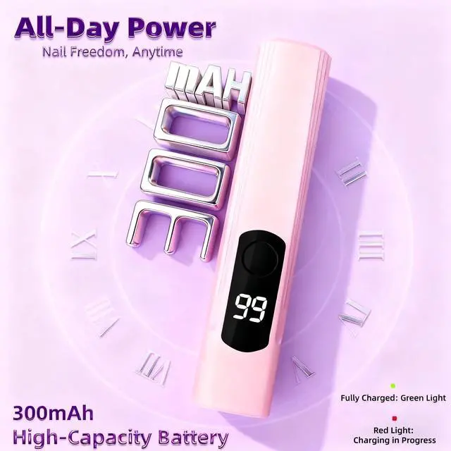 Alt view image 2 of 7 - Handheld UV Light for Gel Nails,60Min Long-Lasting Mini UV Nail Lamp with LED Screen,Cordless LED Nail Dryer for Quick Manicures Portable Fast Cure Lamp for Nail Art,Home and Travel Use