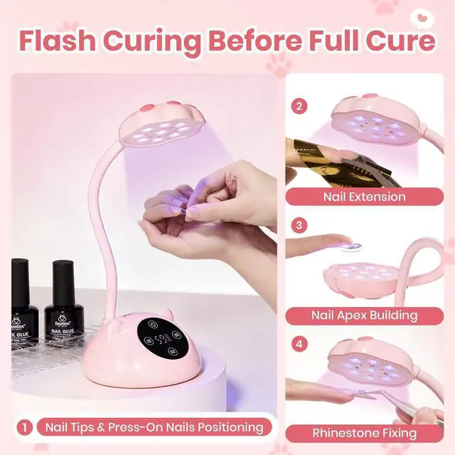 Alt view image 2 of 7 - Gooseneck Flash Cure Nail Lamp, 36 mW/cm² Cordless UV Nail Lamp