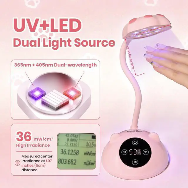 Alt view image 4 of 7 - Gooseneck Flash Cure Nail Lamp, 36 mW/cm² Cordless UV Nail Lamp