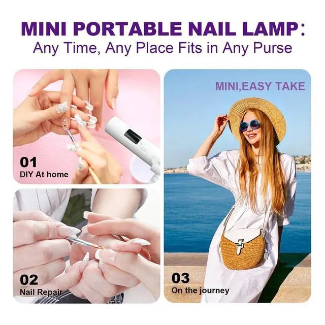 Alt view image 2 of 7 - Mini UV Light for Nails, Portable LED Flash Cure Lamp for Gel Polish, Small Handheld Magnetic UV Pen for Single Finger, Nail Curing Lamp with Stand for Starter Salon DIY/Home Manicure/Travel