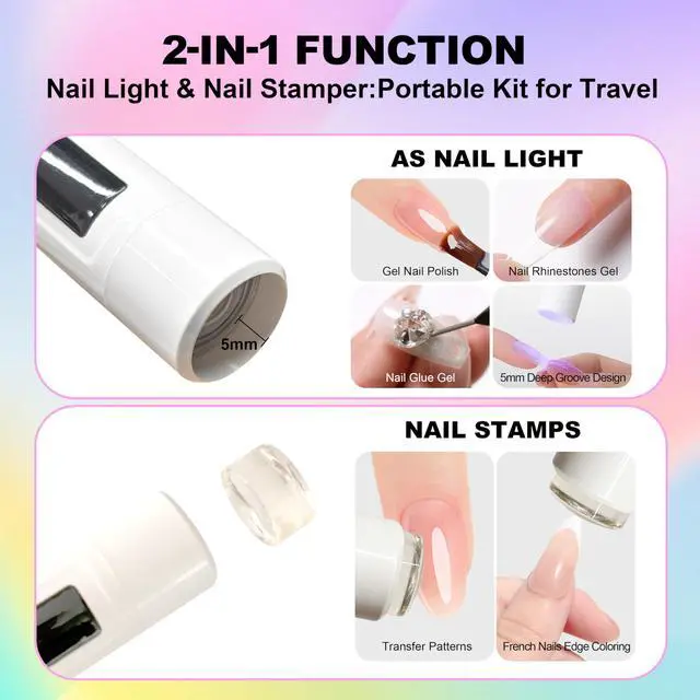 Alt view image 3 of 7 - Mini UV Light for Nails, Portable LED Flash Cure Lamp for Gel Polish, Small Handheld Magnetic UV Pen for Single Finger, Nail Curing Lamp with Stand for Starter Salon DIY/Home Manicure/Travel