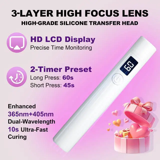 Alt view image 7 of 7 - Mini UV Light for Nails, Portable LED Flash Cure Lamp for Gel Polish, Small Handheld Magnetic UV Pen for Single Finger, Nail Curing Lamp with Stand for Starter Salon DIY/Home Manicure/Travel
