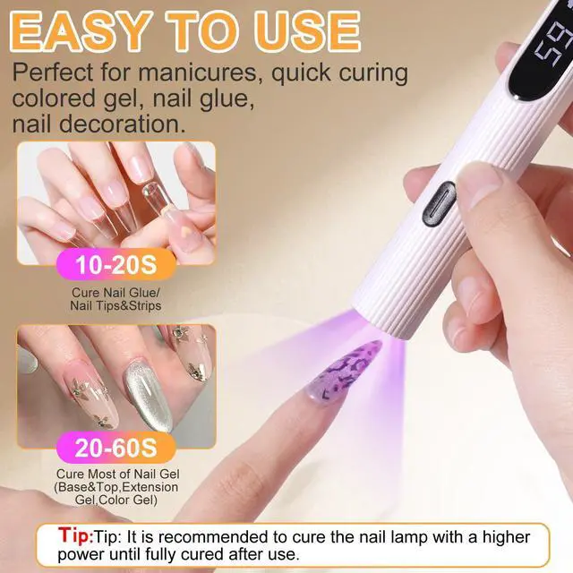 Alt view image 4 of 7 - Handheld UV Light for Gel Nails,Cordless UV Nail Lamp for Nail Glue