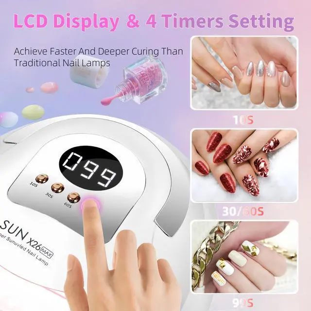 Alt view image 2 of 7 - UV LED Nail Lamp with 81 Beads, 380W Nail Curing Lamps for Gel Polish with Automatic Sensor/4 Timer Setting,Led Nail Dryer, Professional Nail Art Drying Tools for Fingernail and Toenail
