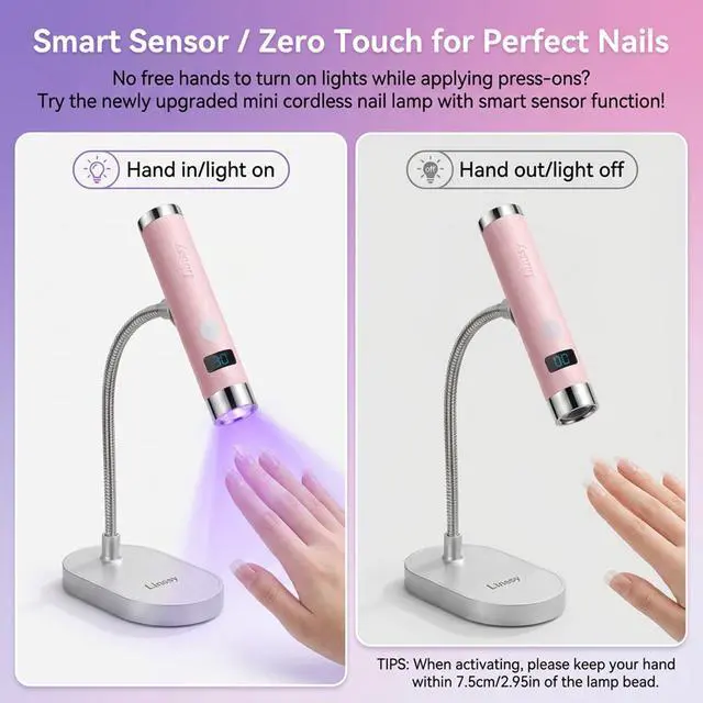 Alt view image 2 of 7 - Mini UV Light for Gel Nails,Auto Sensor & Magnetic Stand,Flash Cure
