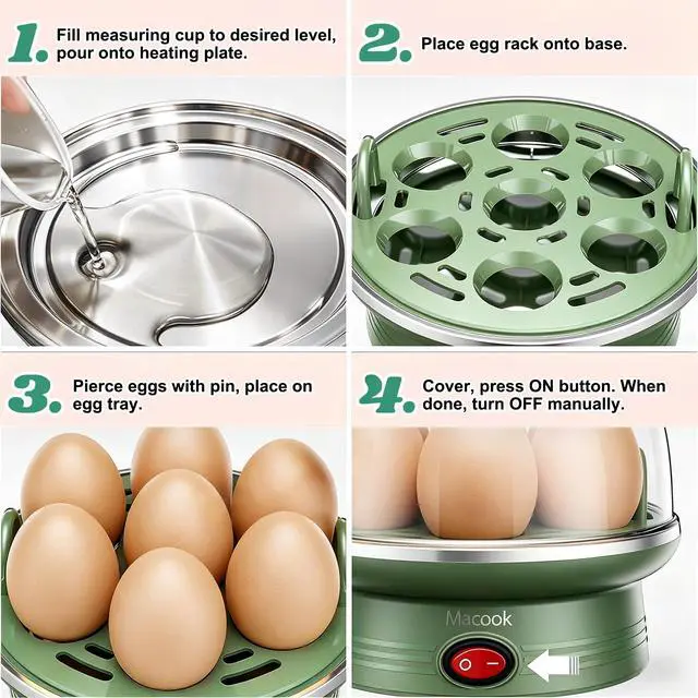 Alt view image 2 of 7 - Electric Egg Cooker for Easter, 7 Egg Capacity with Auto Shut-Off, Spring Green Hard Boiled Egg Maker, Ideal Easter Gift for Egg Decorating, Includes Measuring Cup