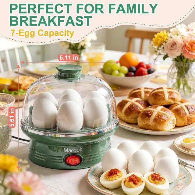 Alt view image 6 of 7 - Electric Egg Cooker for Easter, 7 Egg Capacity with Auto Shut-Off, Spring Green Hard Boiled Egg Maker, Ideal Easter Gift for Egg Decorating, Includes Measuring Cup