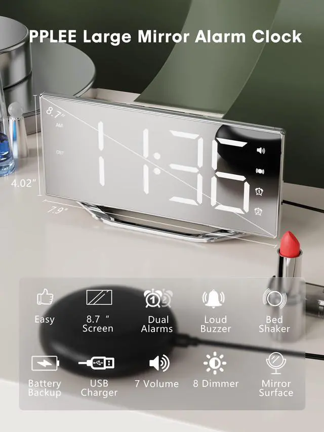 Alt view image 2 of 7 - Extra Loud Vibrating Alarm Clock with Bed Shaker
