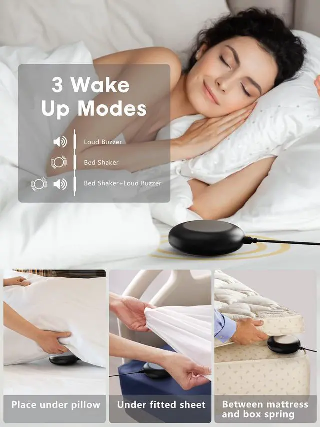 Alt view image 3 of 7 - Extra Loud Vibrating Alarm Clock with Bed Shaker