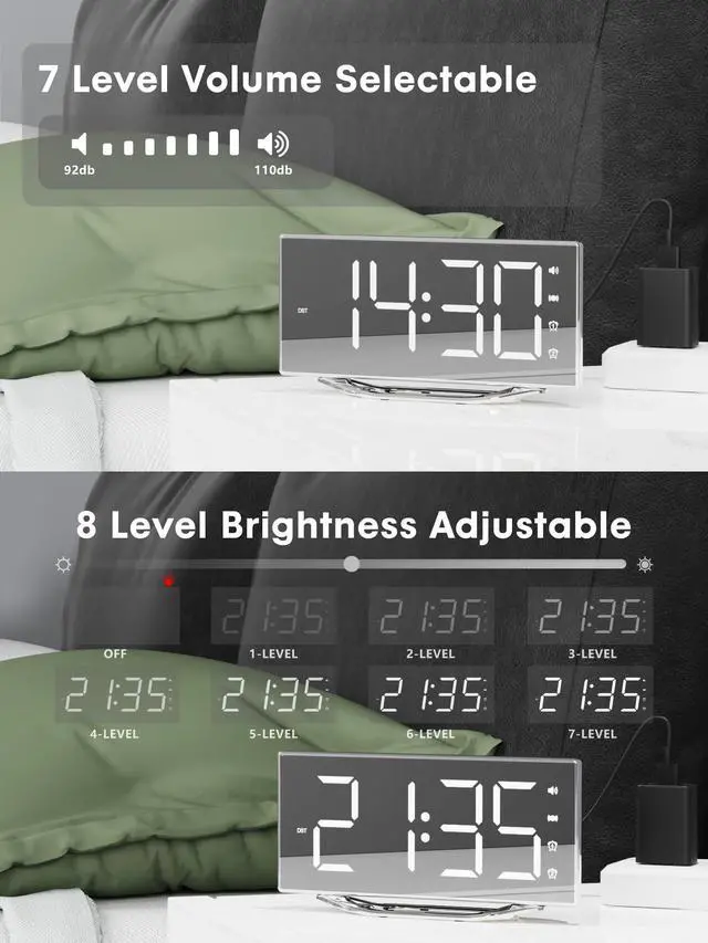 Alt view image 5 of 7 - Extra Loud Vibrating Alarm Clock with Bed Shaker