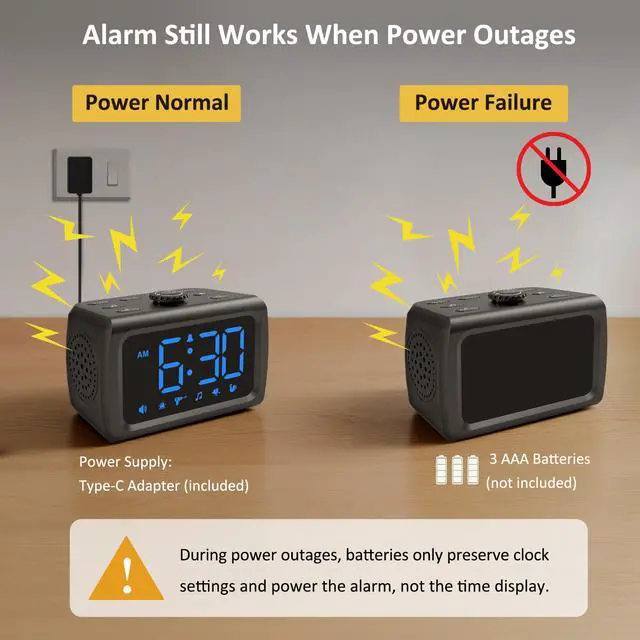 Alt view image 4 of 7 - 115dB Super Loud Alarm Clock for Heavy Sleepers Adults Teens
