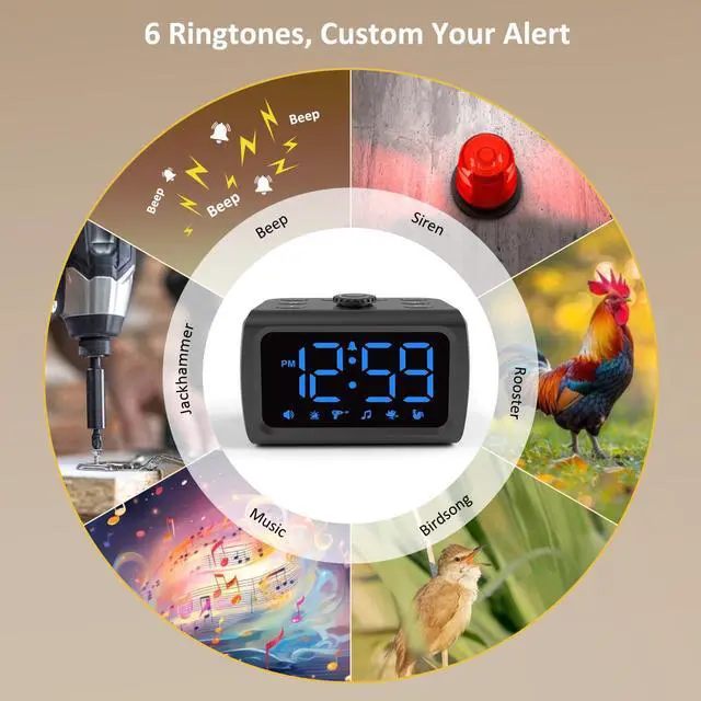 Alt view image 6 of 7 - 115dB Super Loud Alarm Clock for Heavy Sleepers Adults Teens