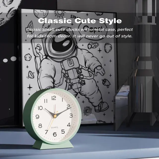 Alt view image 5 of 7 - 4.5" Analog Alarm Clock, Small Retro Desk Clock and Table Clock