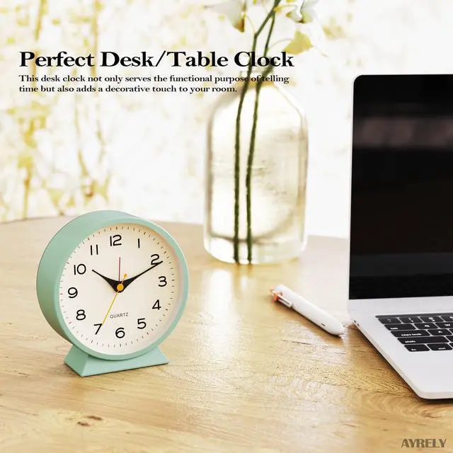 Alt view image 3 of 7 - 4.5" Analog Alarm Clock, Small Retro Desk Clock and Table Clock