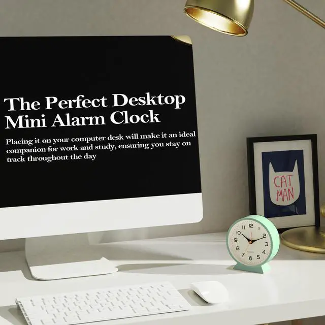 Alt view image 4 of 7 - 4.5" Analog Alarm Clock, Small Retro Desk Clock and Table Clock
