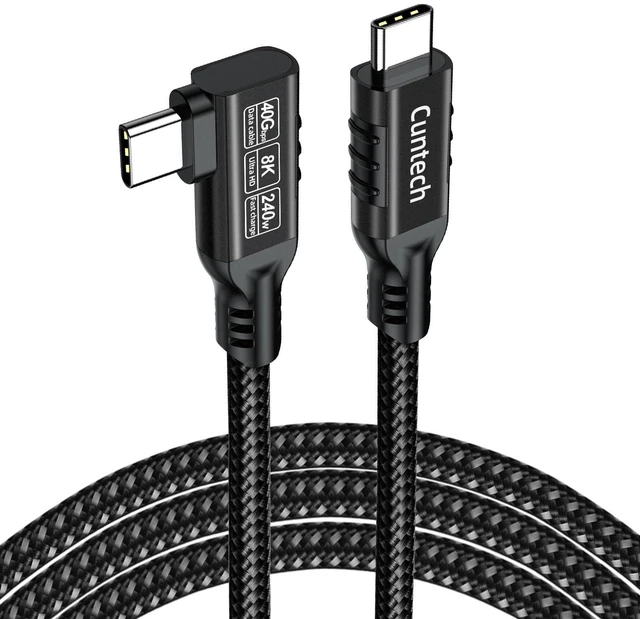 Main image of USB 4 Cable 6.6ft, USB C 90 Degree Right Angle Cable | 240W Fast Charging, 40Gbps Data Transfer, 8K/4K@60Hz Video Cable for Thunderbolt 4/3 MacBook Cell Phones, Tablets, Laptops