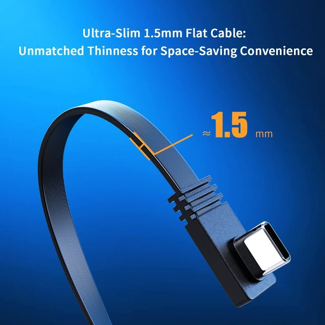 Alt view image 4 of 7 - 2PCS Right Angle USB C Male to Male Cable 4inch Short, Fast Charging PD100W, Thin & Soft Type-C to C Cable Flat,Compatible Phone 16/15 Pro Max/Pad MacB Pro Air Thunderbolt Samsung Galaxy PS5