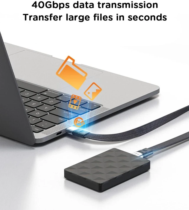 Alt view image 3 of 7 - Short USB C Cable Flat 20CM/8inch, Thunderbolt 4 USB 4 Cable,TYPE-C C to C cable with 40Gbps Data Transfer 240W PD Fast Charging 8K@60Hz, Compatible for iPhone 15 Pro Max, External SSD, MacBookIpad