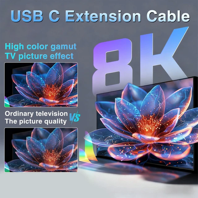 Alt view image 6 of 7 - 80Gbps Short USB C Male to Female Cable 2inch, 204W PD Fast Charging /8K@60Hz, 90 Degree USB C Extendsion Cable for Thunderbolt 4/3, Laptops, iPhone 16 15 Pro Max, Power Bank.Blue-2Pack