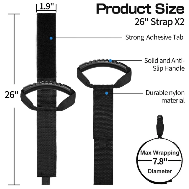 Alt view image 2 of 6 - Extension Cord Storage Straps 26", 2 Pack, Black | Easy-Carry with Handle, Heavy Duty Hook and Loop, Cord Organizer, For Garage Hose, Garden Pool Hoses, Cables
