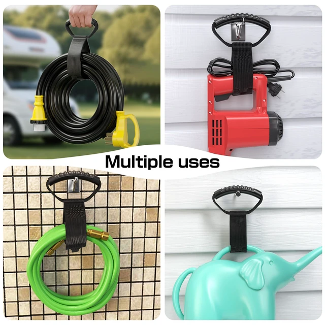 Alt view image 6 of 6 - Extension Cord Storage Straps 26", 2 Pack, Black | Easy-Carry with Handle, Heavy Duty Hook and Loop, Cord Organizer, For Garage Hose, Garden Pool Hoses, Cables