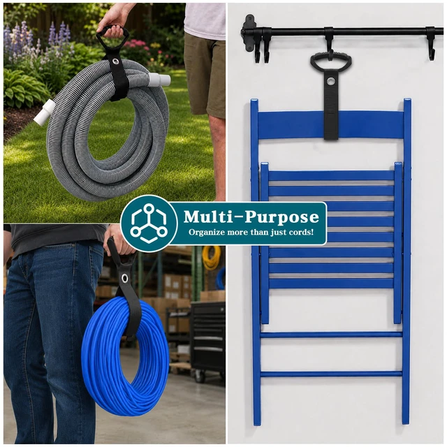Alt view image 7 of 7 - Extension Cord Holder, 28" Heavy-Duty Storage Straps with 6 Pack | Wrap & Hang, Tangle-Fre, Reusable, Adjustable, Hook & Loop, Assorted Sizes, Cable Organizer For Warehouse, Garage, Workshop