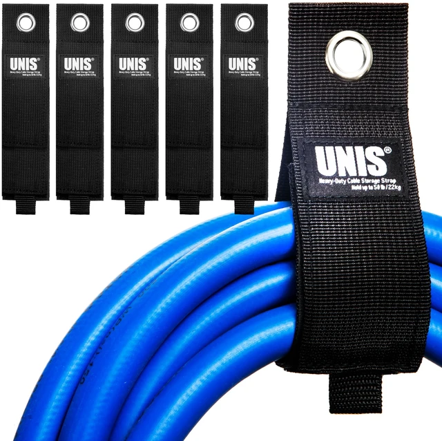 Main image of 5 Pack Heavy Duty Large 13-inch Extension Cord Storage Organize Cables, Hoses, Power Cords, and Ropes with Extendable Cable Ties Strap Loop Hanger