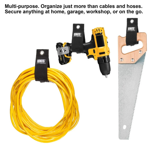 Alt view image 7 of 7 - 5 Pack Heavy Duty Large 13-inch Extension Cord Storage Organize Cables, Hoses, Power Cords, and Ropes with Extendable Cable Ties Strap Loop Hanger