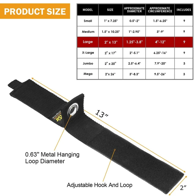 Alt view image 4 of 7 - 9 Pack 13Extension Cord Holder Organizer for Organization | Heavy Duty Storage Straps for Garden Hose Storage and Garage Wall Organization